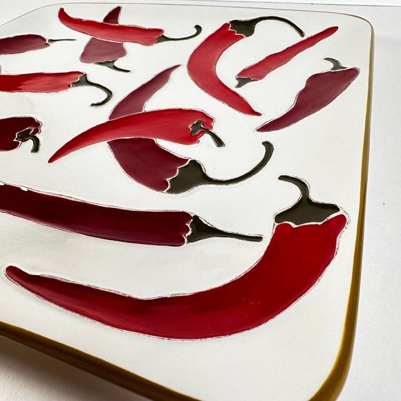 Sonoma Life+Style Jalapeno Square Serving Plate Handpainted New - Picture 3 of 5